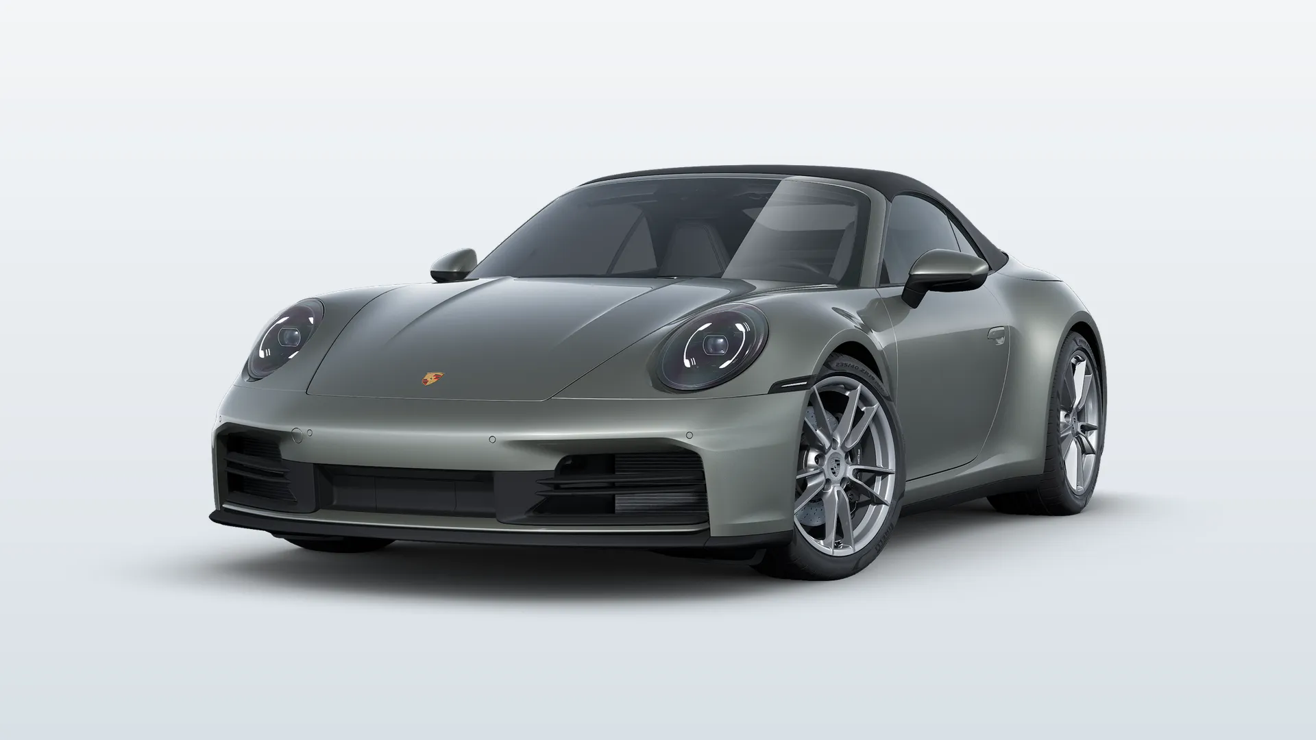 Porsche 911 (992.2) Cabriolet 911 Carrera Cabriolet v barvě Aventurine zelená metalíza – pohled zepředu