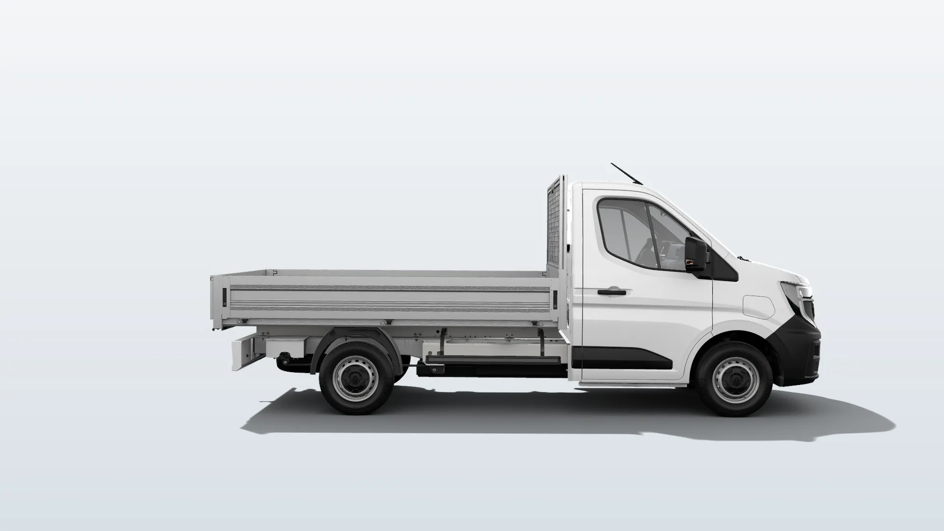 Renault Master E-Tech valník (IV) Valník v barvě bílá Mineral – pohled zepředu