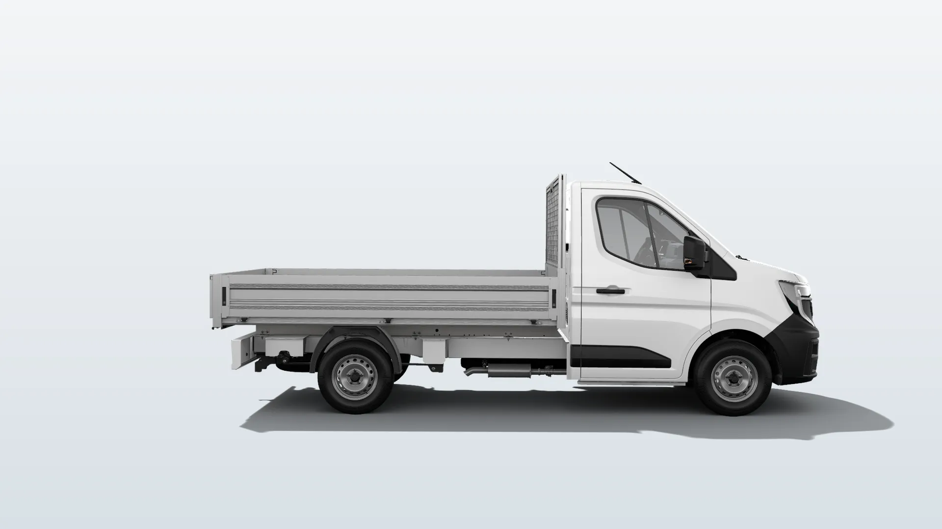 Renault Master valník (IV) Valník v barvě bílá Mineral – pohled zepředu