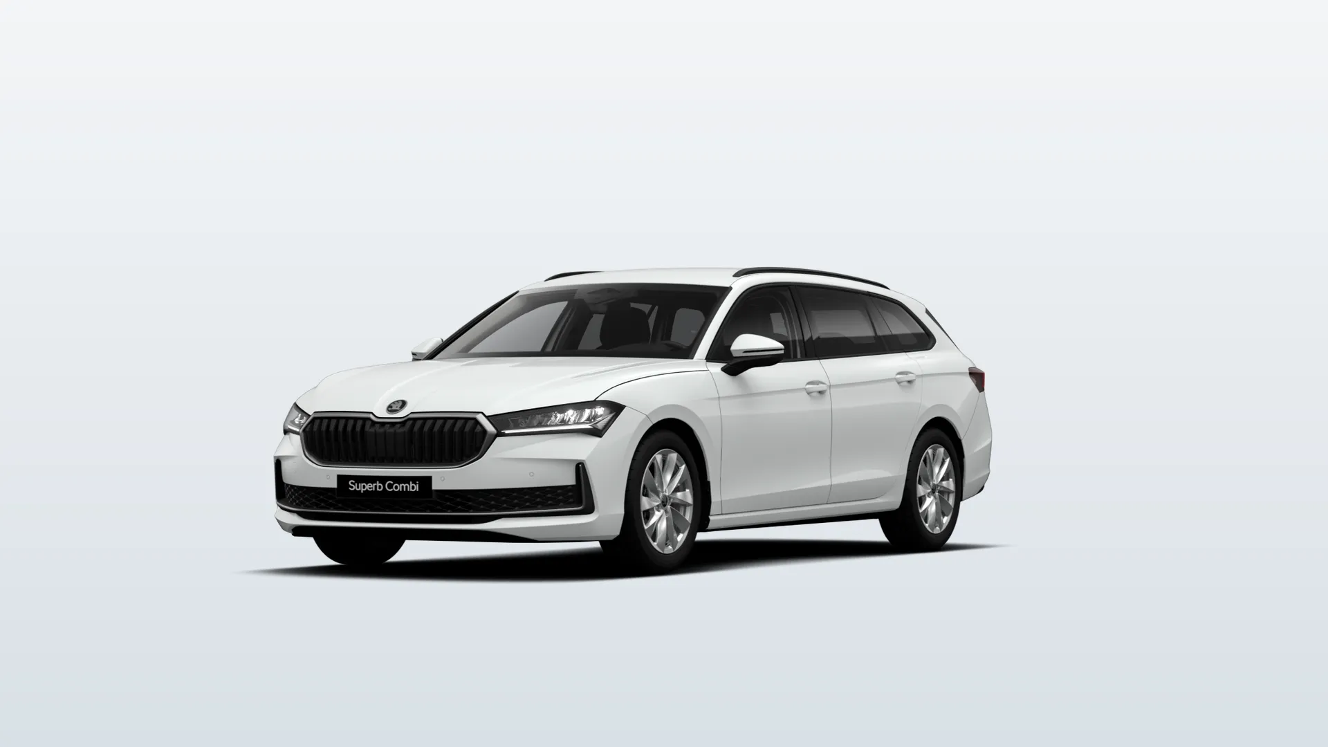 Škoda Superb IV Combi Selection v barvě Bílá Purity – pohled zepředu