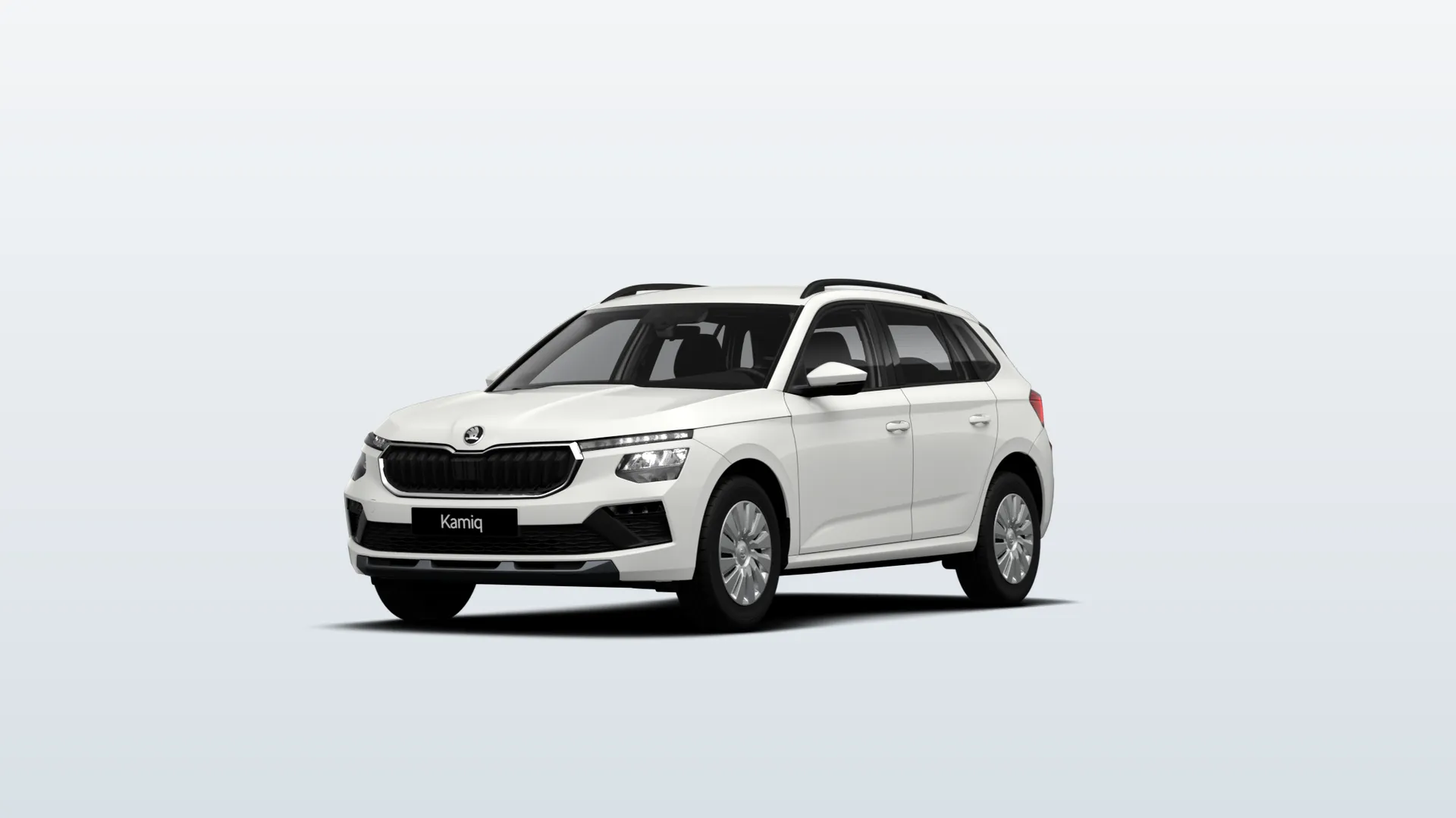 Škoda Kamiq (facelift 2024) Selection v barvě Bílá Candy – pohled zepředu