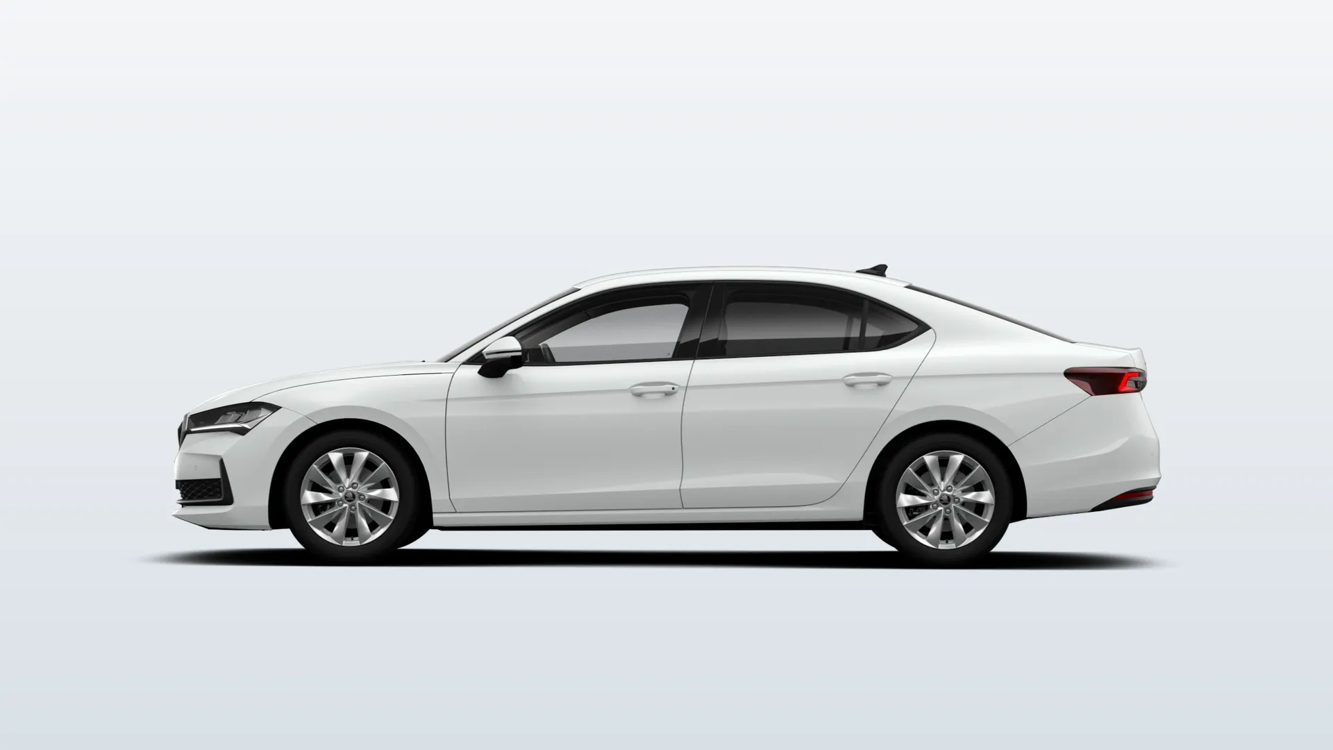 Škoda Superb IV Selection v barvě Bílá Purity – pohled z boku