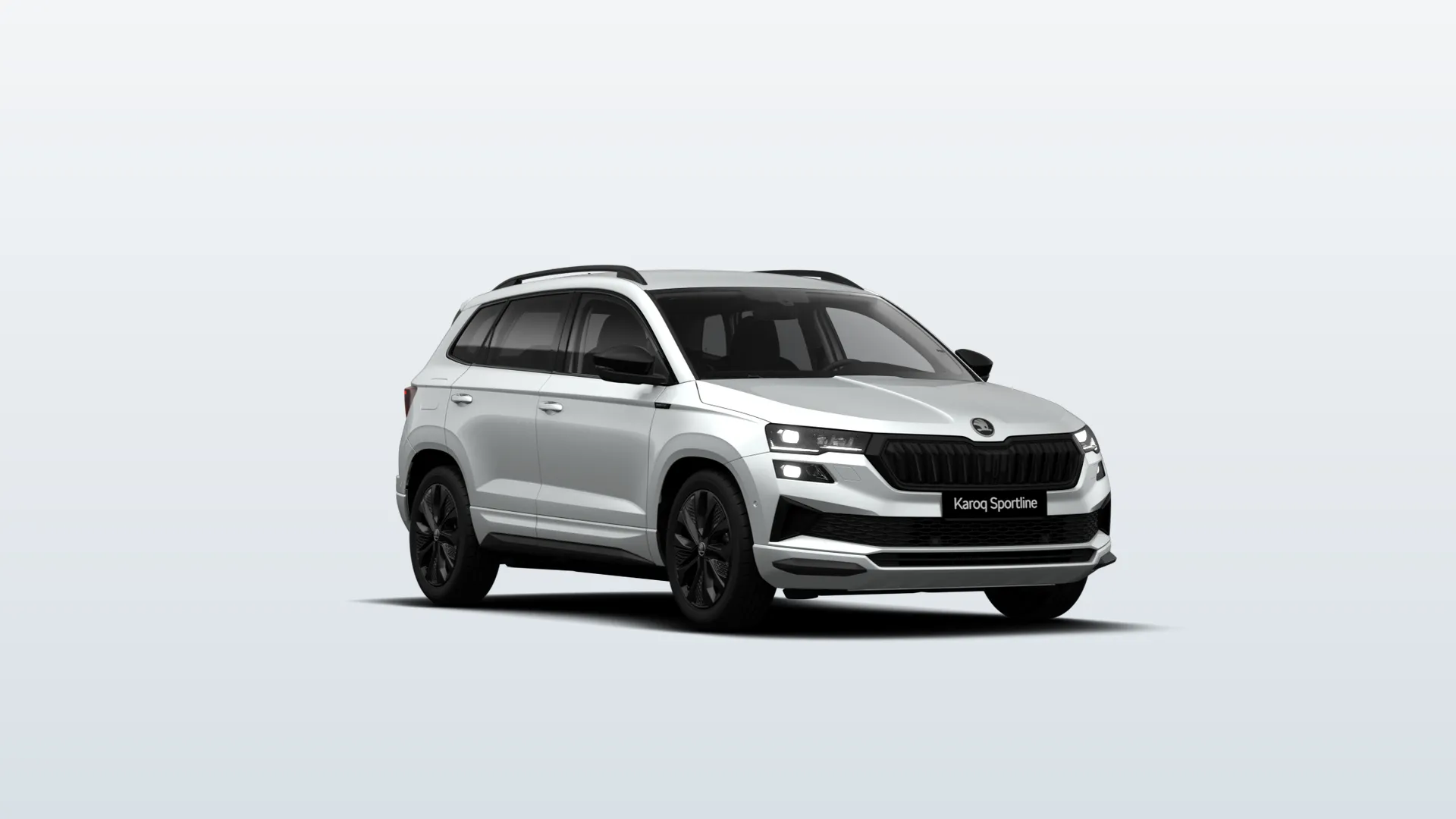Karoq, Sportline, Bílá Moon metalíza, front