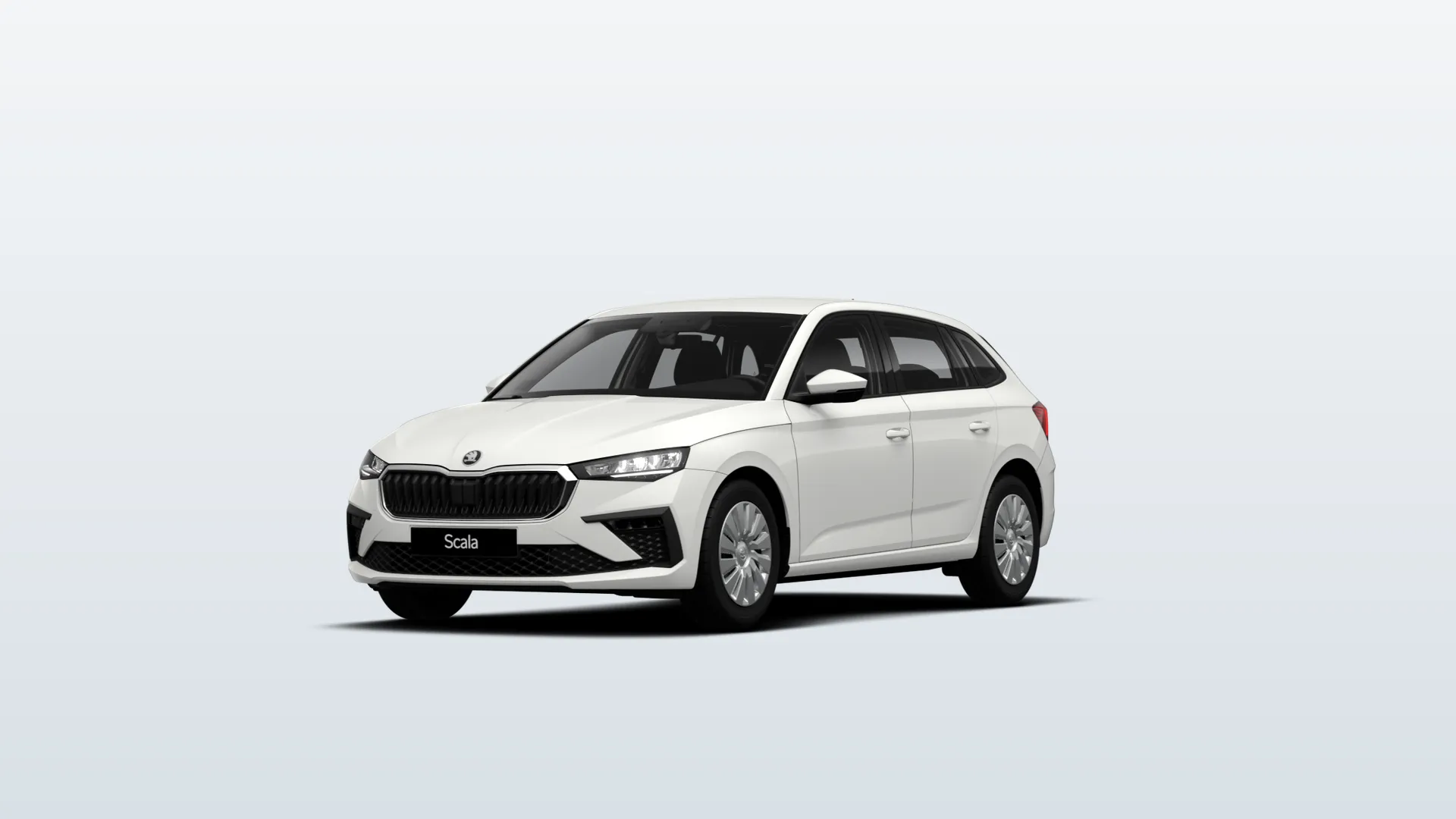 Škoda Scala (facelift 2024) Selection v barvě Bílá Candy – pohled zepředu