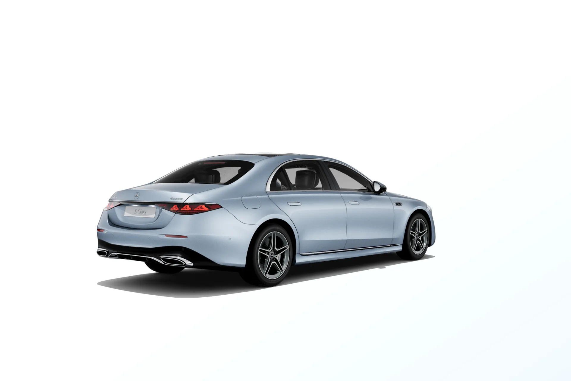 Třída S prodloužená limuzína (V223-fl), Linie AMG, Metalická světle modrá Côte d'Azur MANUFAKTUR exclusive, rear