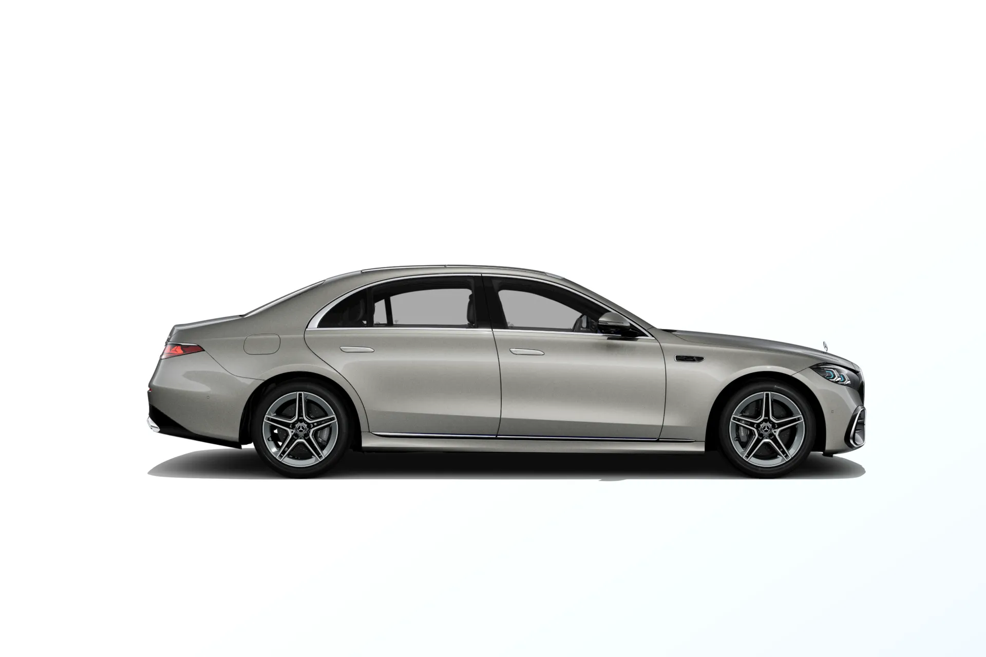 Třída S prodloužená limuzína (V223-fl), Linie AMG, Metalická šedá Teide MANUFAKTUR exclusive, side