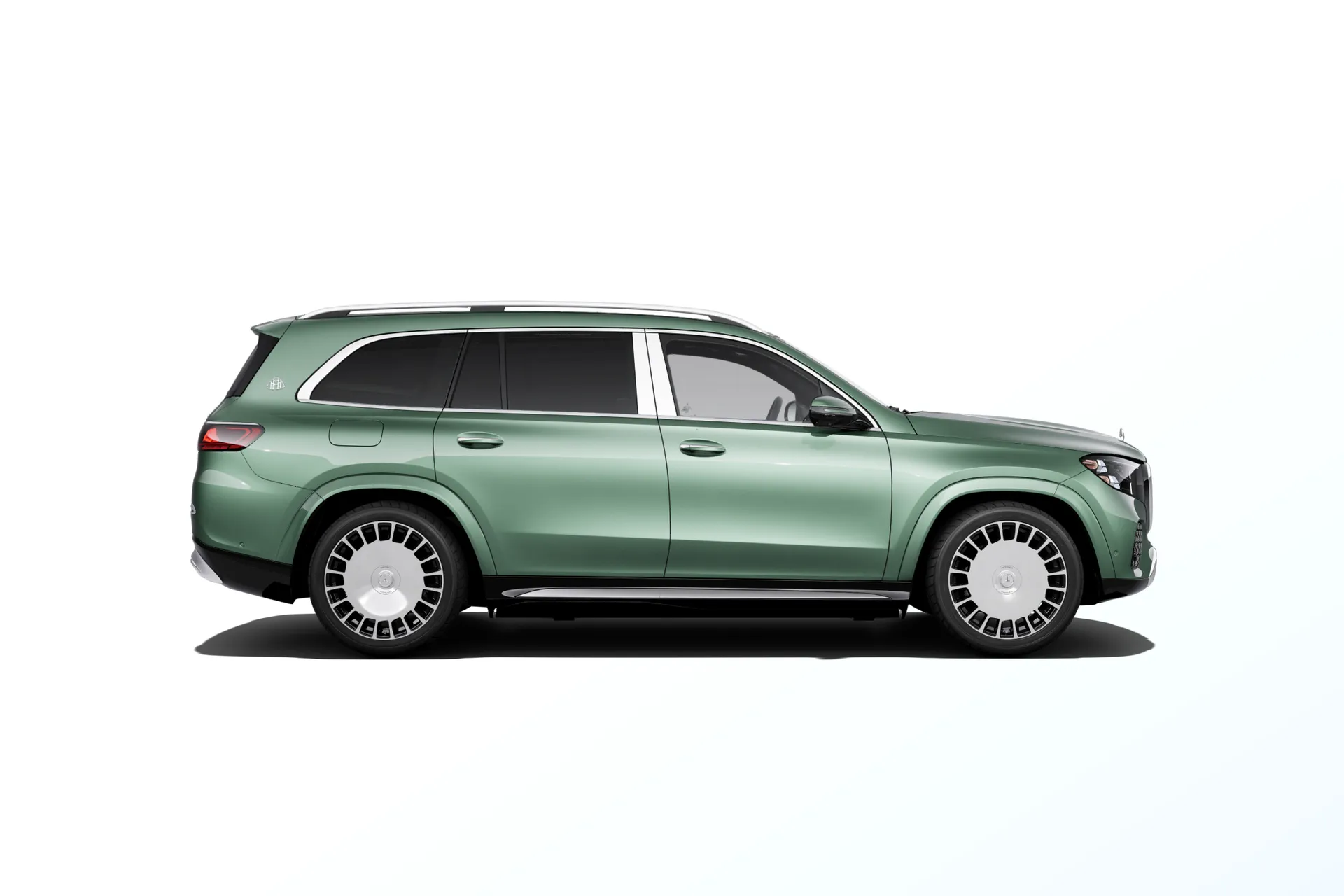 Mercedes-Maybach GLS (X167-fl2), Ozdobné výplně interiéru Exclusive, Metalická zelená Ireland MANUFAKTUR, side