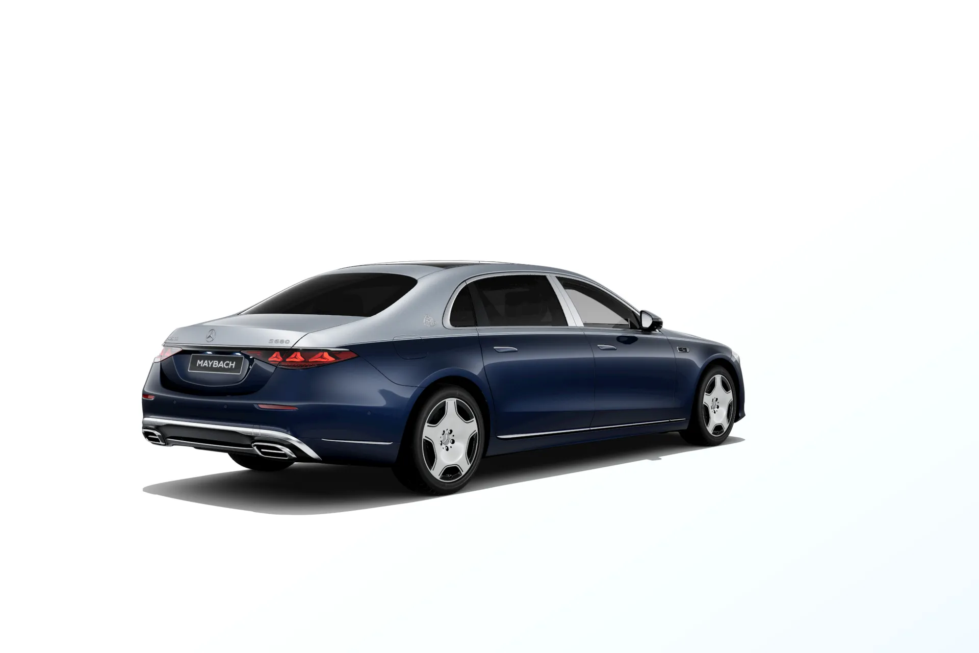 Mercedes-Maybach Třída S (Z223-fl), Sada Exclusive, Dvoubarevné metalické lakování Maybach - modrá nautic/stříbrná high-tech, rear