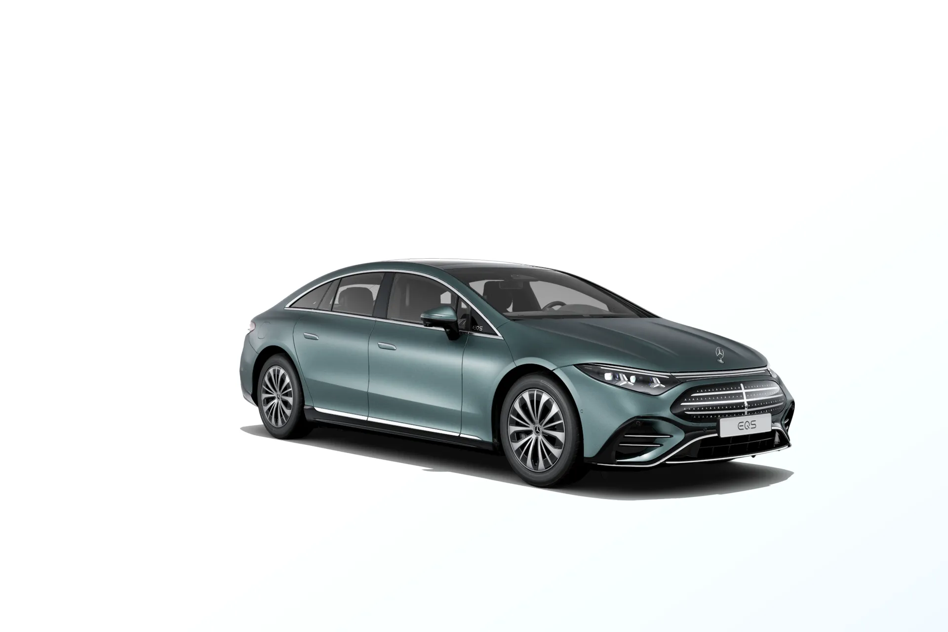 EQS sedan (V297-fl), Linie Electric Art exteriér, Magno stříbrná verde MANUFAKTUR, front