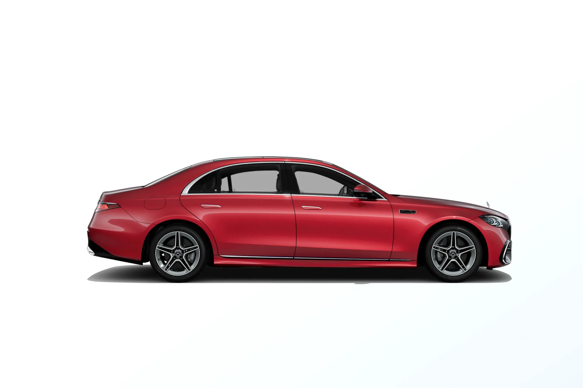 Třída S prodloužená limuzína (V223-fl), Linie AMG, Červená patagonia bright MANUFAKTUR, side