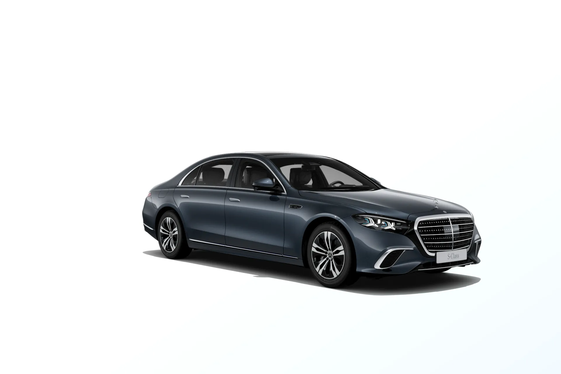 Třída S prodloužená limuzína (V223-fl), Základní provedení, Metalická modrá anthracite MANUFAKTUR exclusive, front