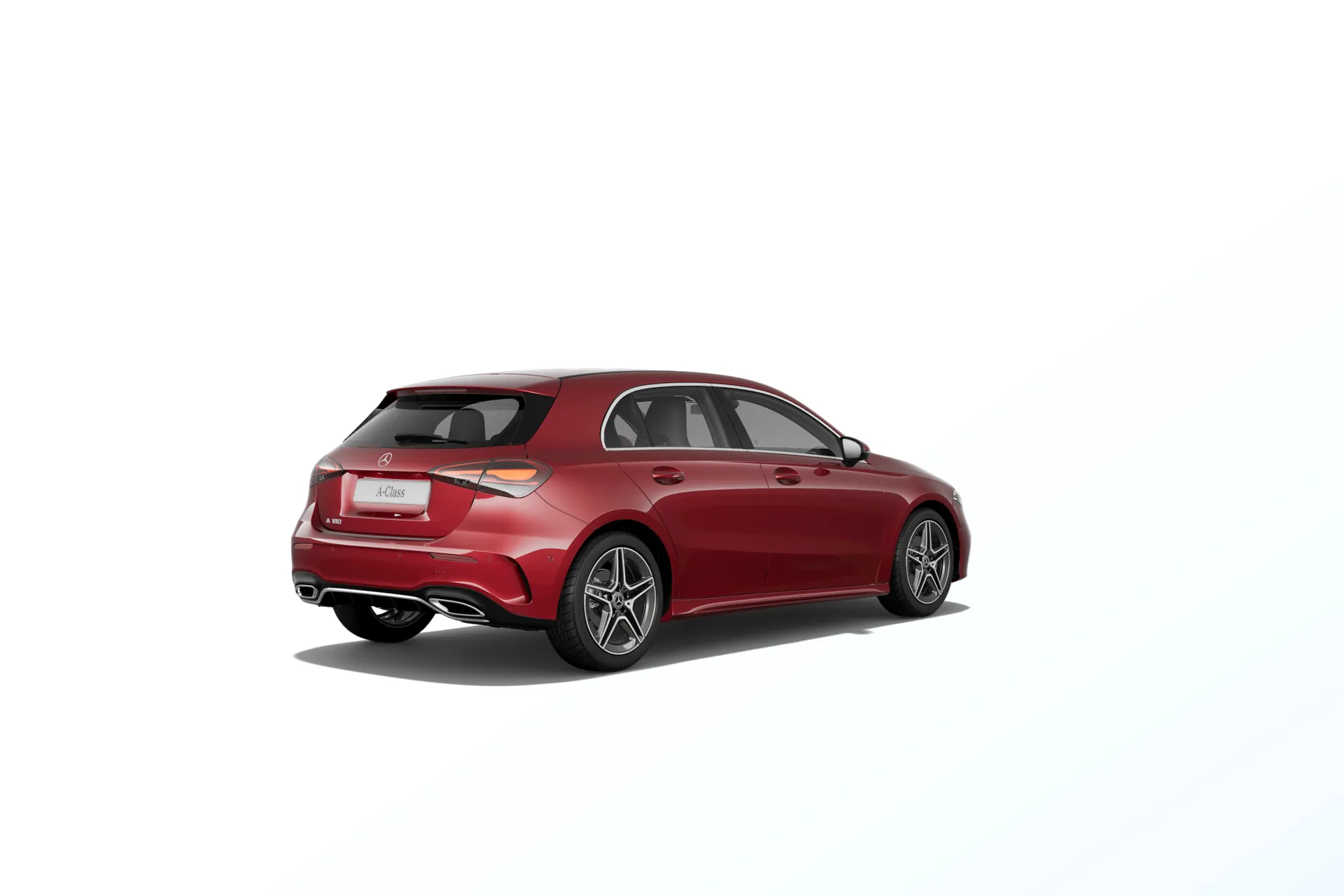 Třída A hatchback (W177-fl), Linie AMG, Metalická červená patagonia MANUFAKTUR, rear