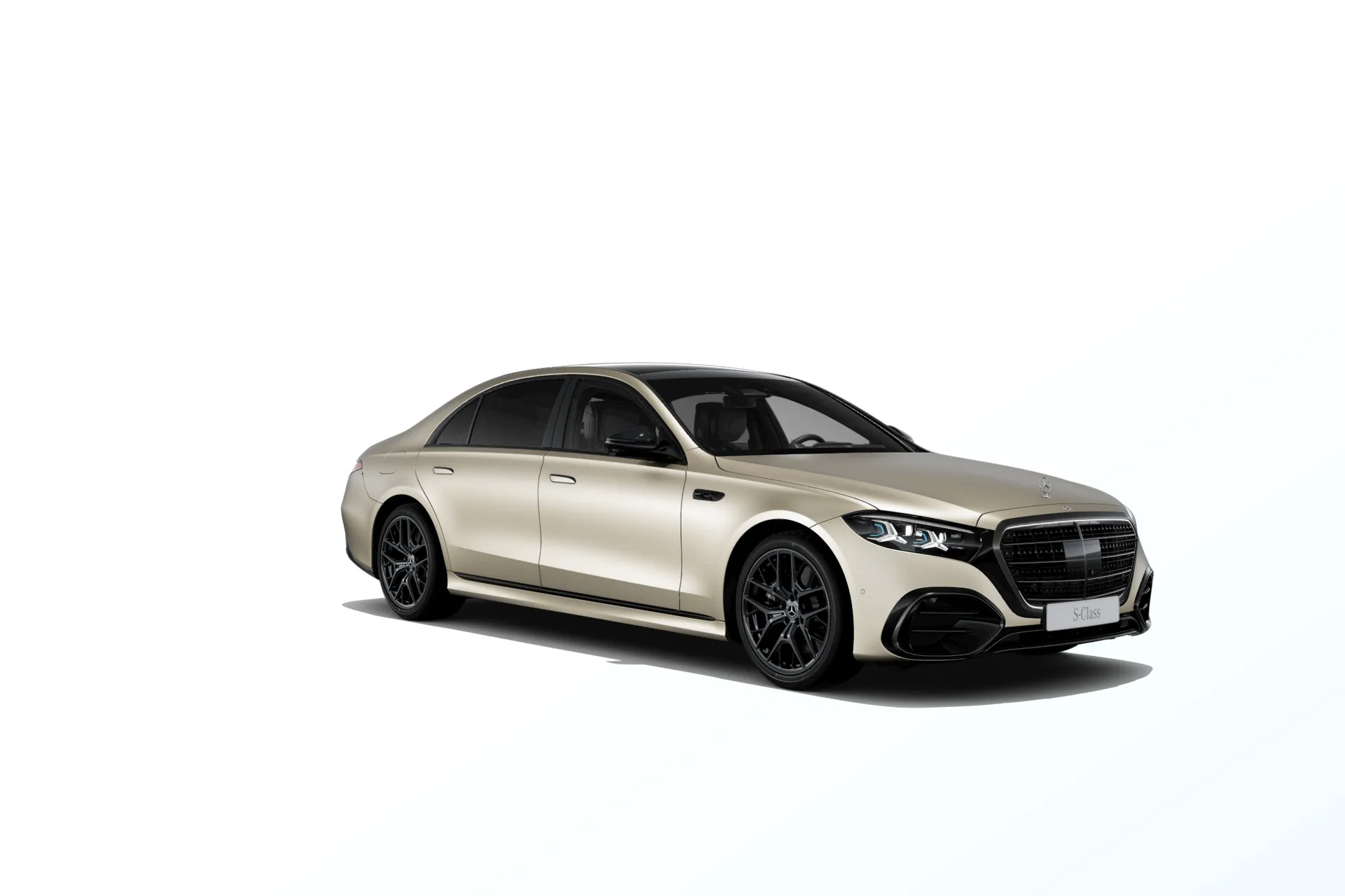Třída S prodloužená limuzína (V223-fl), Linie AMG Plus, Magno zlatá kalahari MANUFAKTUR, front