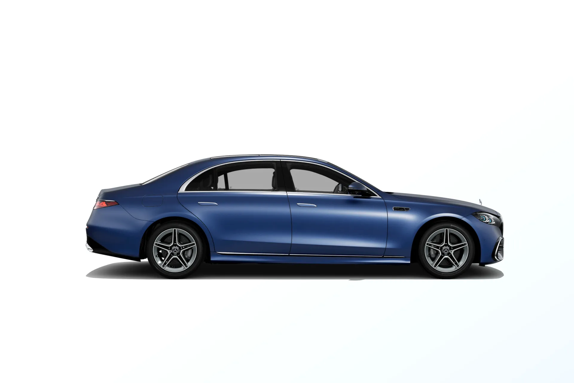 Třída S prodloužená limuzína (V223-fl), Linie AMG, Magno modrá brilliant MANUFAKTUR exclusive, side