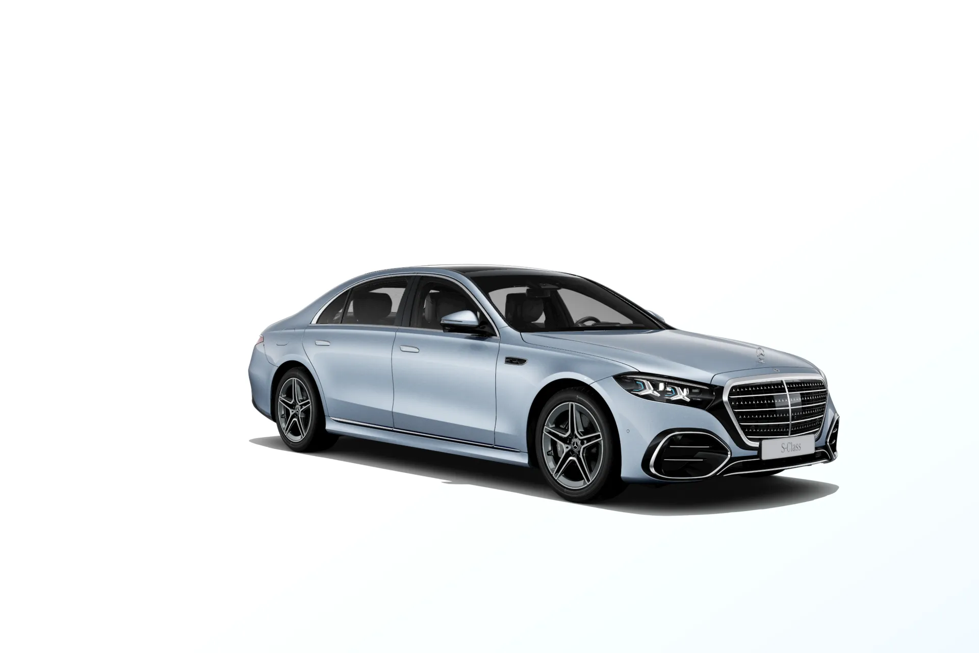 Třída S prodloužená limuzína (V223-fl), Linie AMG, Metalická světle modrá Côte d'Azur MANUFAKTUR exclusive, front