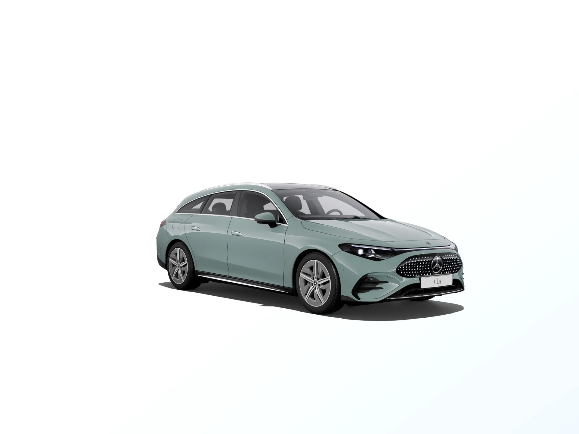 CLA Shooting Brake (X174), Linie AMG, Nemetalická zelená aqua-mint, front