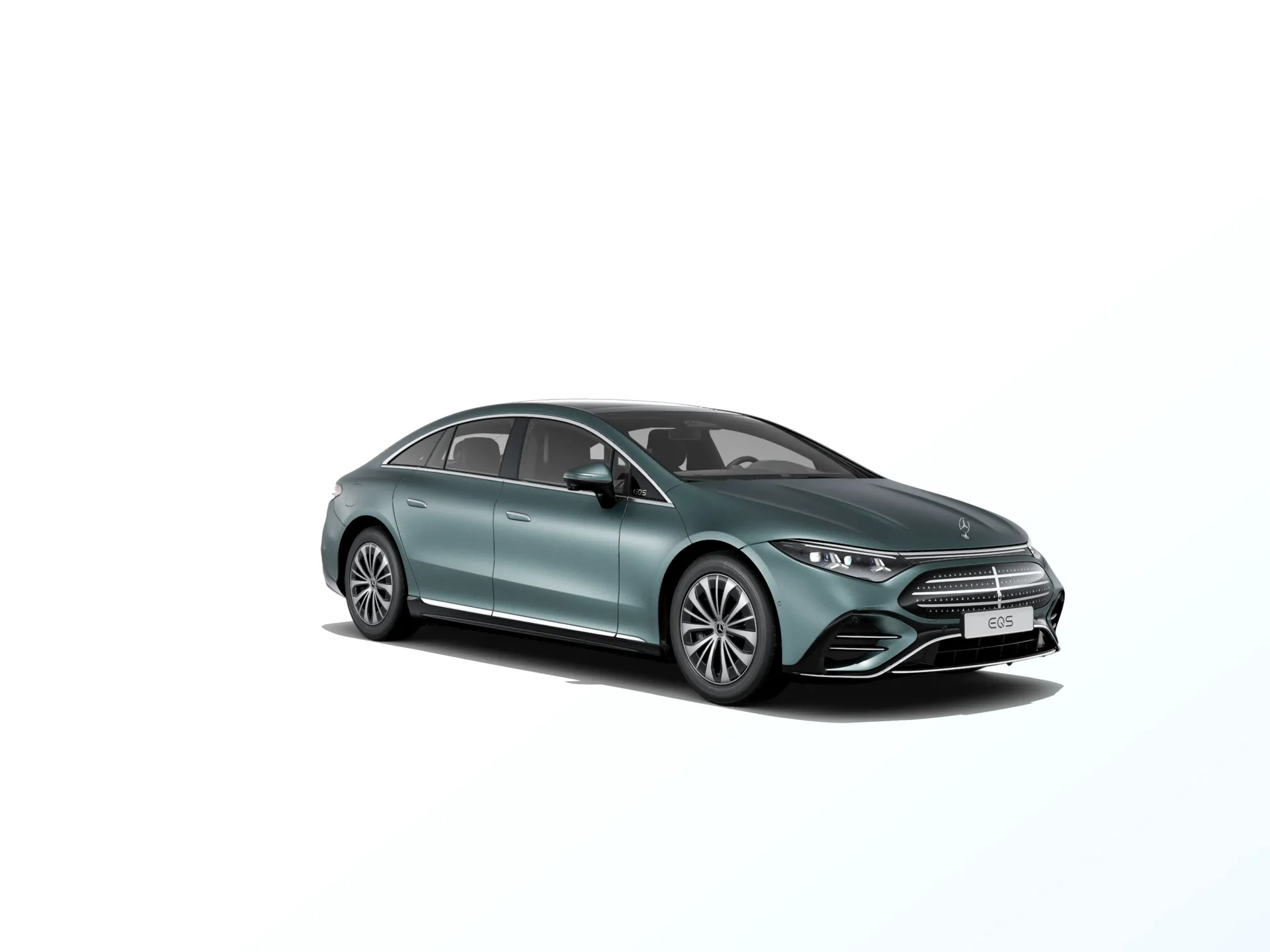 EQS sedan (V297-fl), Linie Electric Art exteriér, Magno stříbrná verde MANUFAKTUR, front