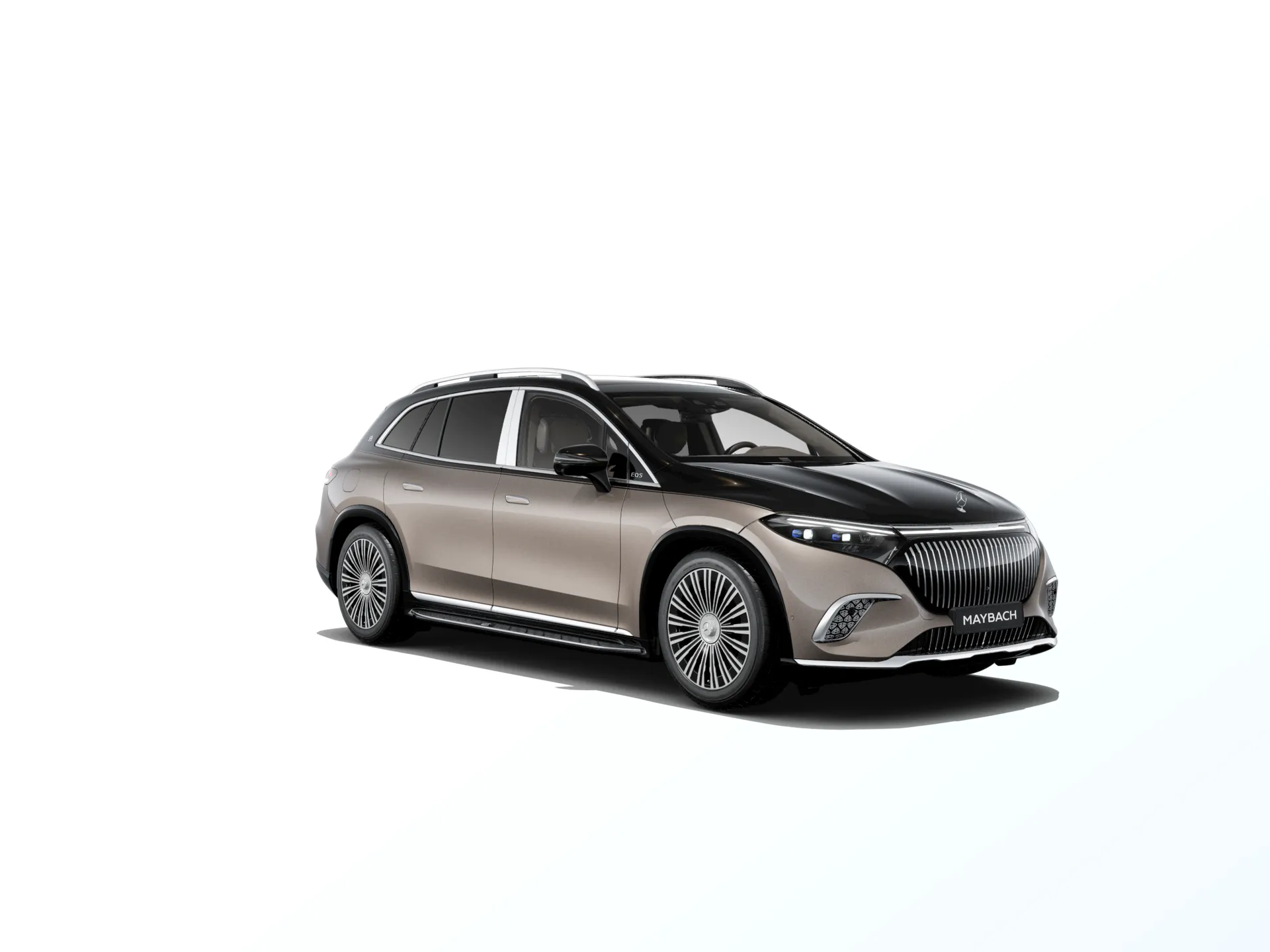 Mercedes-Maybach EQS SUV (Z296), Ozdobné výplně interiéru Exclusive, Dvoubarevné metalické lakování Maybach - hnědá velvet/černá onyx, front