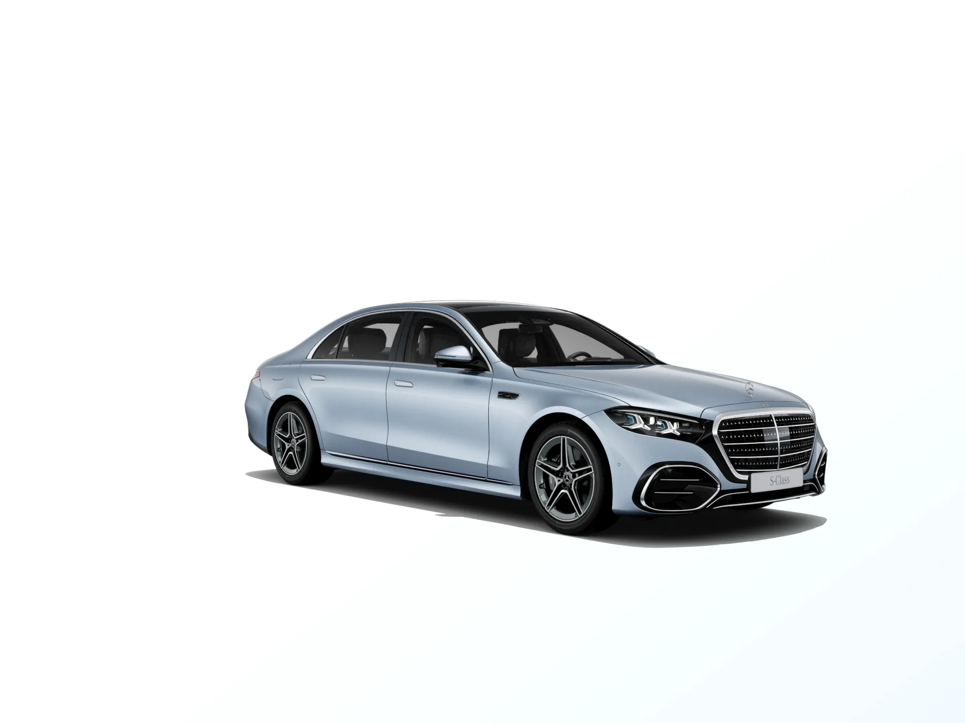 Třída S prodloužená limuzína (V223-fl), Linie AMG, Metalická světle modrá Côte d'Azur MANUFAKTUR exclusive, front